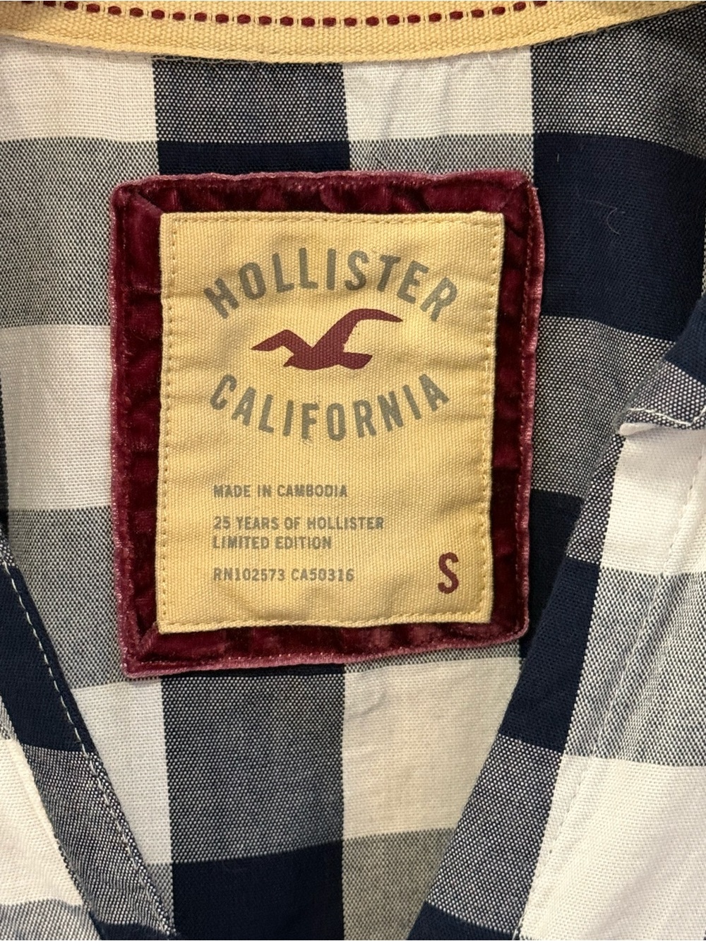 Hollister Navy and White Check Button-Down Shirt - Picture 2 of 4